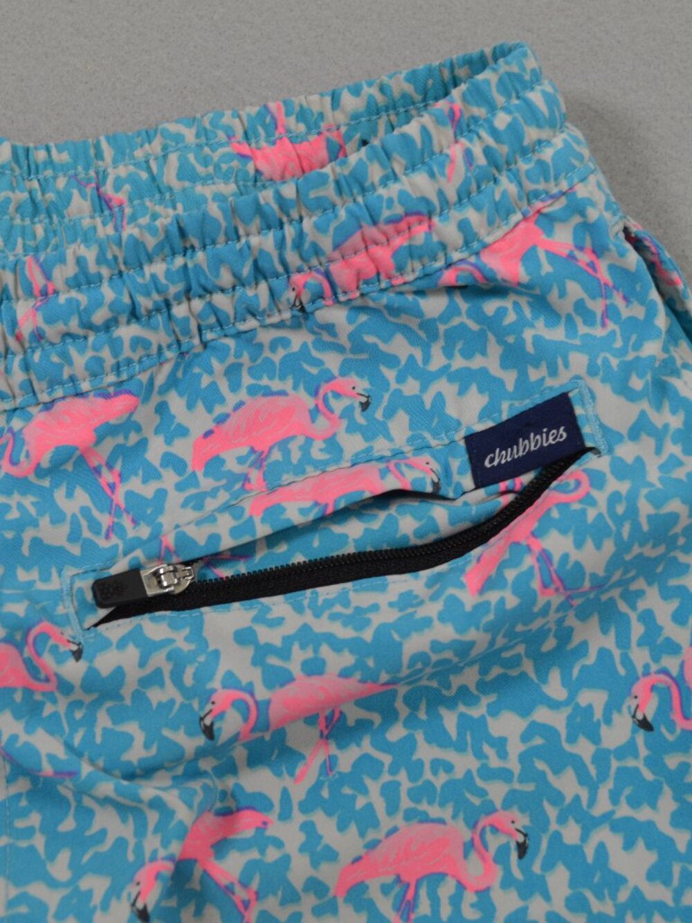 Chubbies Youth Medium Flamingo Swim Trunks Boys 10 12 Blue Pink Lined Beach Shor - Picture 13 of 15